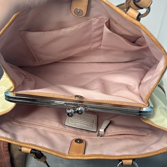 Coach Peyton Embossed Yellow Patent & tan Leather Bag, F23722 - Picture 11 of 12